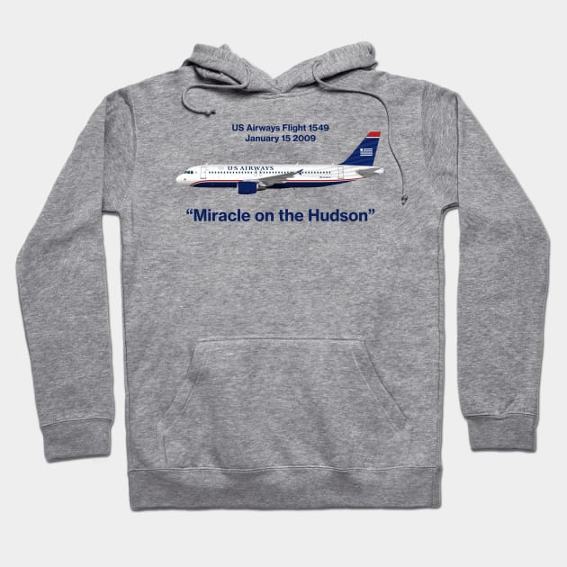 Miracle on the Hudson - US Airways A320 Hoodie by SteveHClark